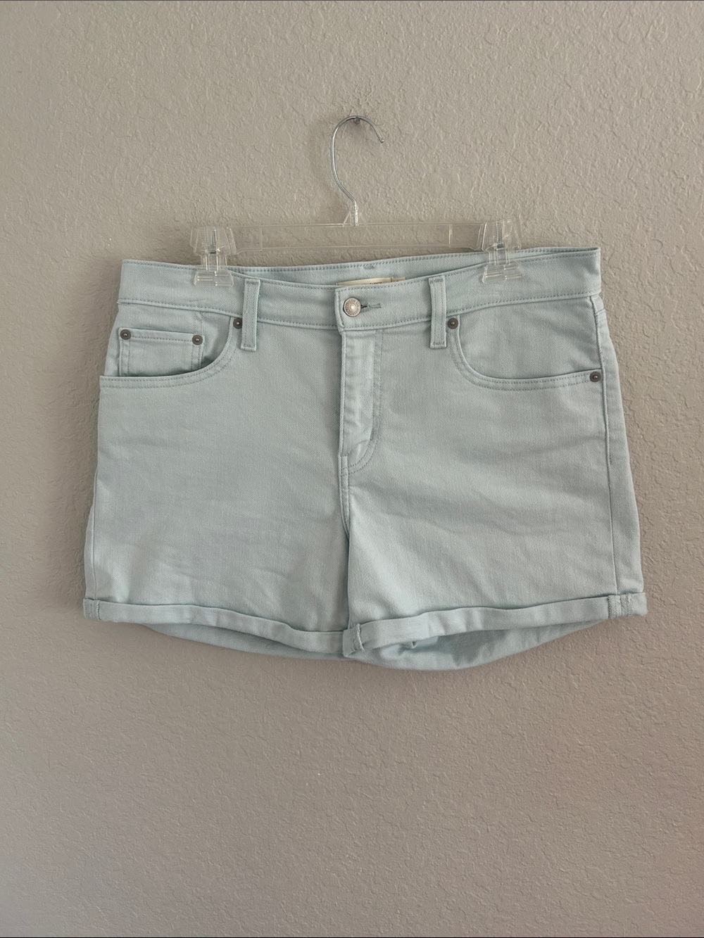Levi's Light Mint Rolled-Hem Denim Shorts